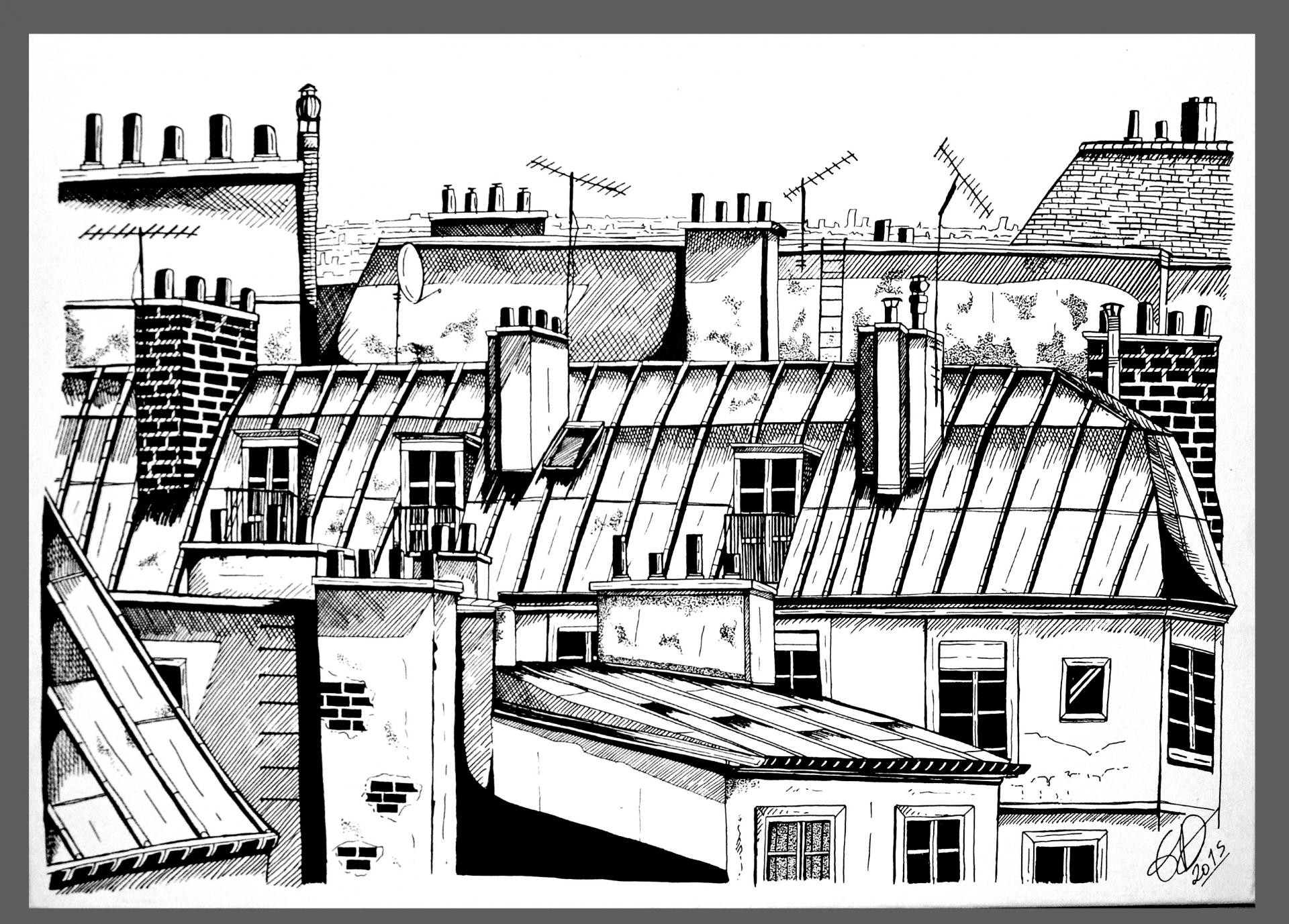 Toits de paris 2 50x60cm acrylique