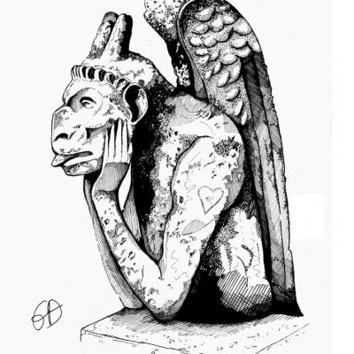 GARGOUILLE - A4 - ORIGINAL VENDU - Tirages